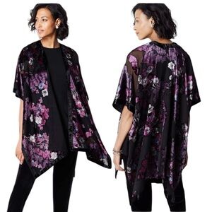 J. Jill | Velvet Burnout Floral Wrap Coverup Whimsigoth Dark Romance One Size